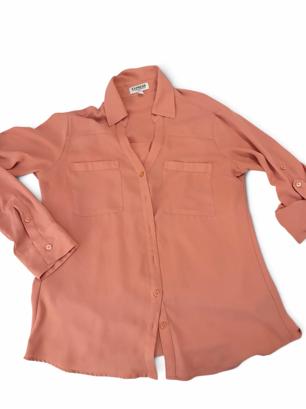Express Portofini Slim Fit Shirt Blouse Peach/Orange